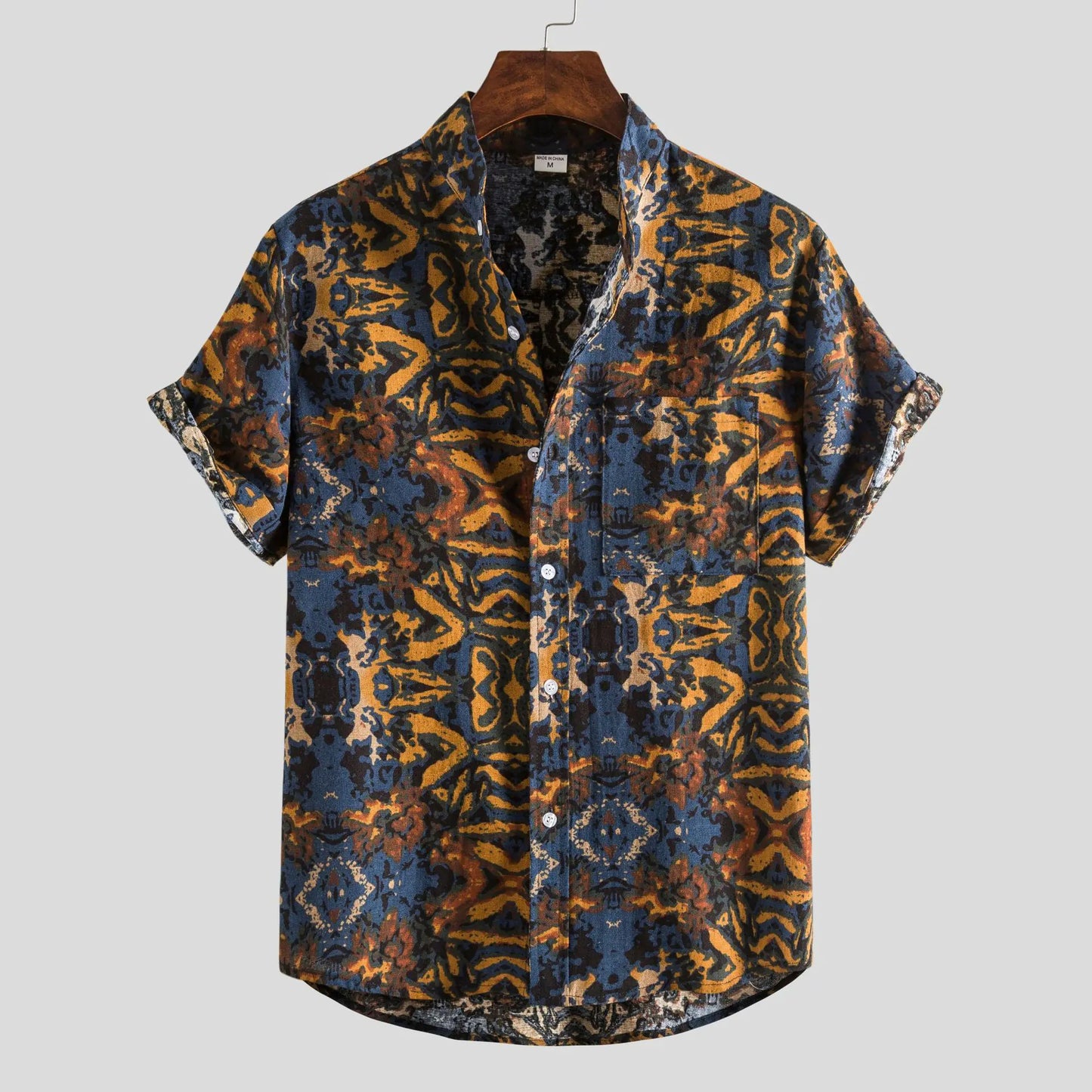 2023 Summer Men's Floral Print Short Sleeve Shirt