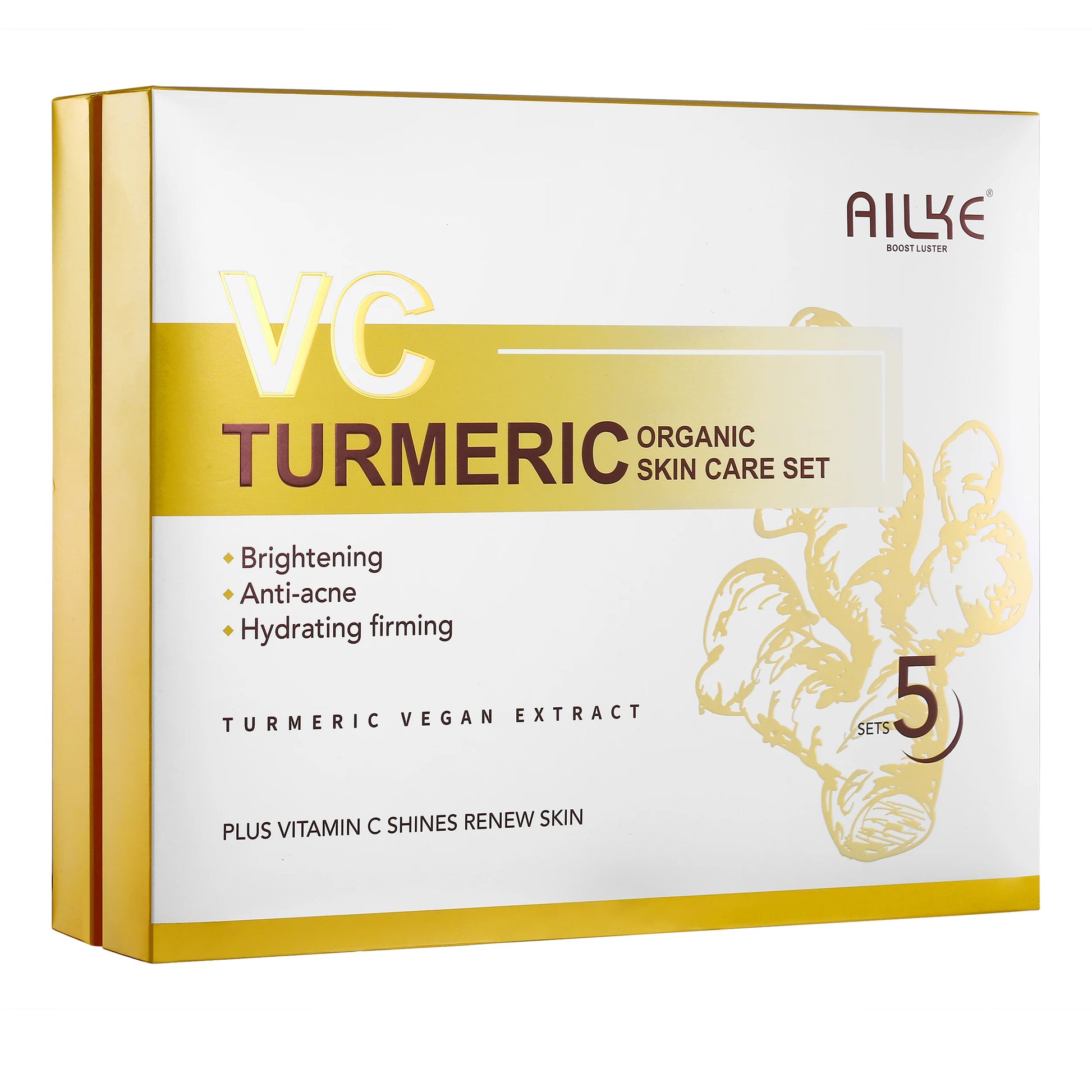 AILKE Turmeric Renew Skin Care Sets Vitamin C Women Facial Organic Anti Acne Whitening Hydrating Firming Korean Face Products