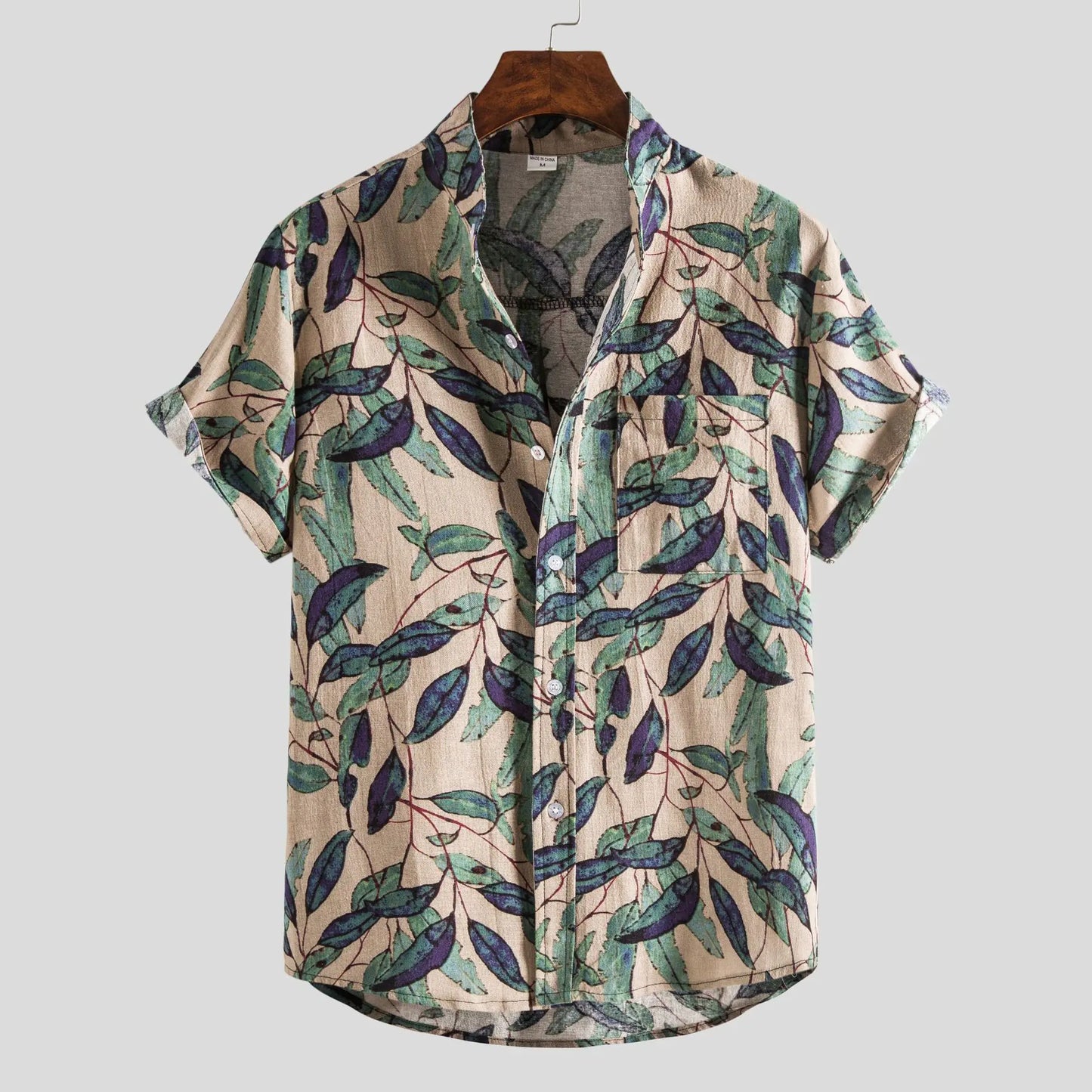 2023 Summer Men's Floral Print Short Sleeve Shirt