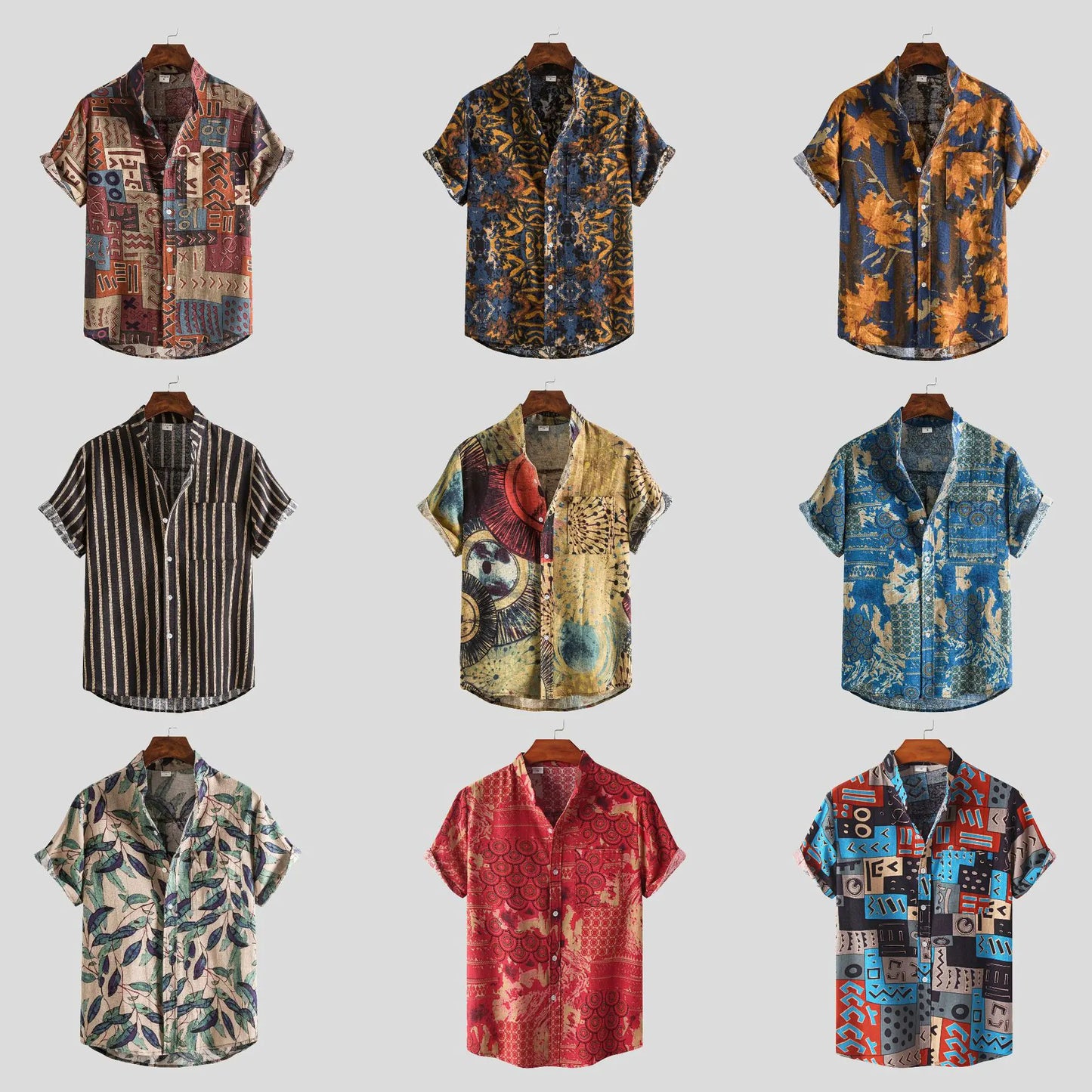 2023 Summer Men's Floral Print Short Sleeve Shirt