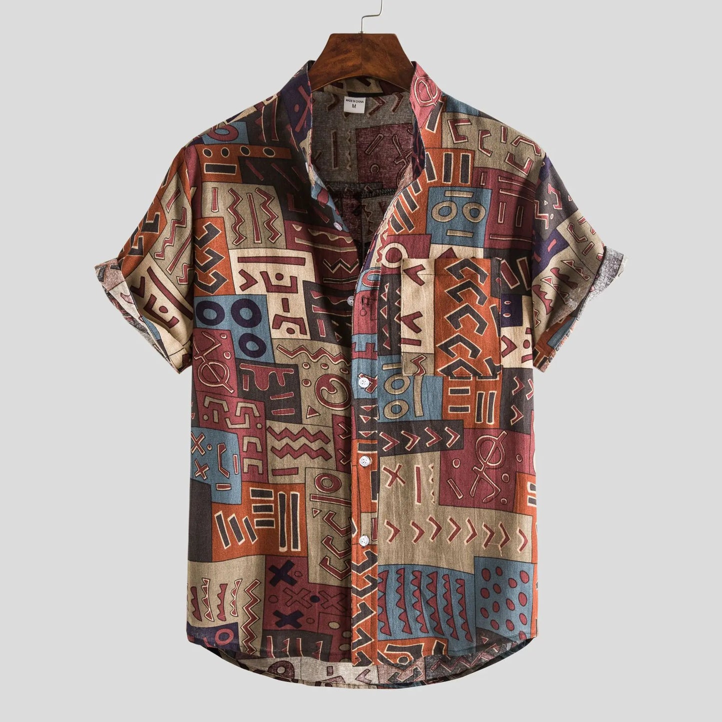 2023 Summer Men's Floral Print Short Sleeve Shirt