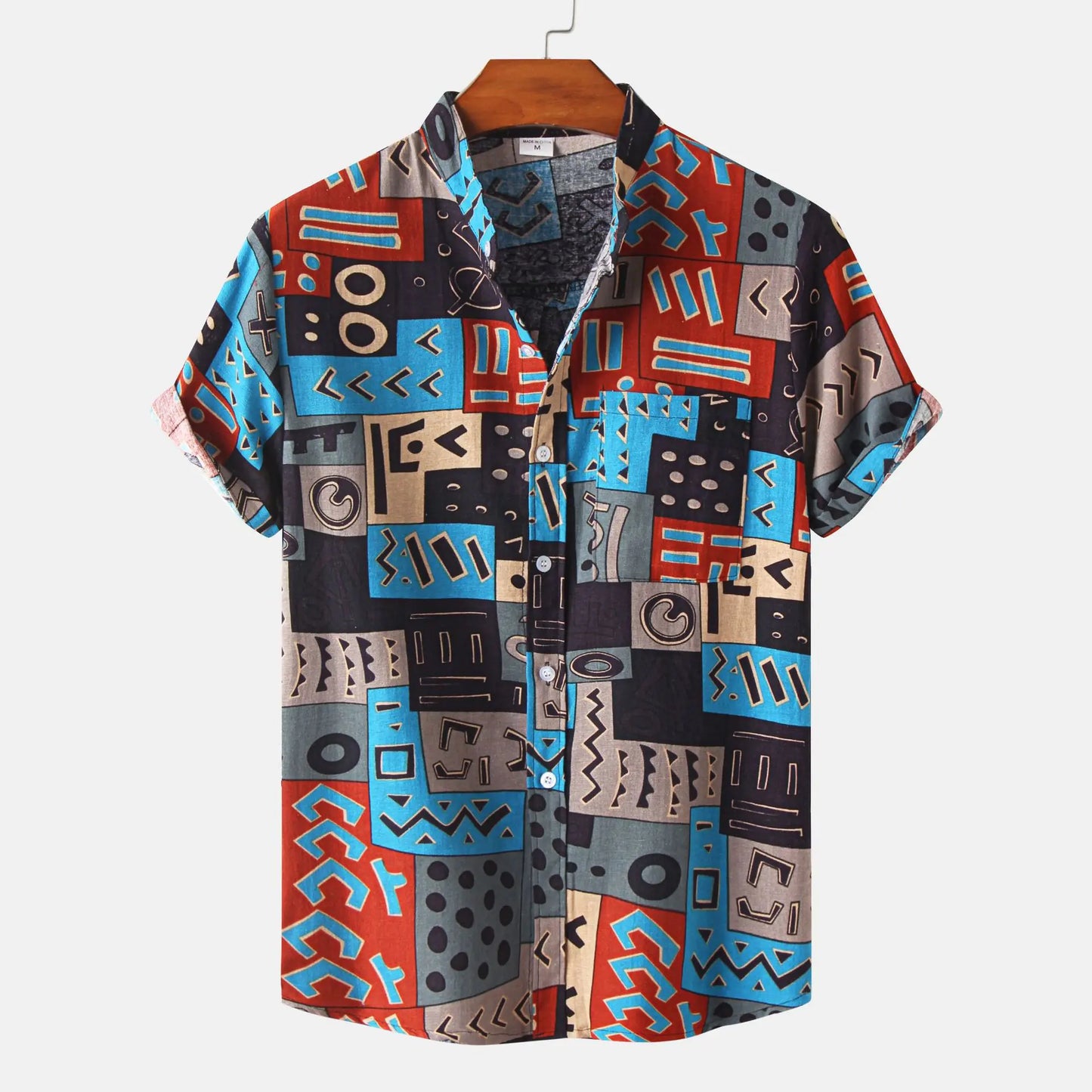 2023 Summer Men's Floral Print Short Sleeve Shirt