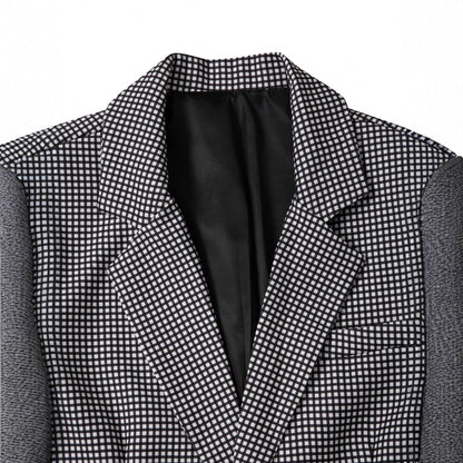 Men’s Slim-Fit Plaid Business Casual Suit Set – Elegant Black Two-Piece Woven Fabric Outfit for Office, Events & Smart Wear (S–XXL)