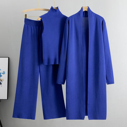 Women's 3-Piece Knit Co-ord Set | Vest, Cardigan & Wide-Leg Trousers