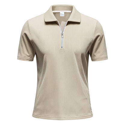 Men’s Loose Fit Corduroy Half-Zip Polo Short Sleeve T-Shirt – Casual Pullover Streetwear Top (S–XXXL)