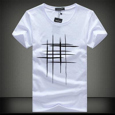 Men Fit Top Quality Cotton Short Sleeves T-Shirt Big Code Stripe Graphic T