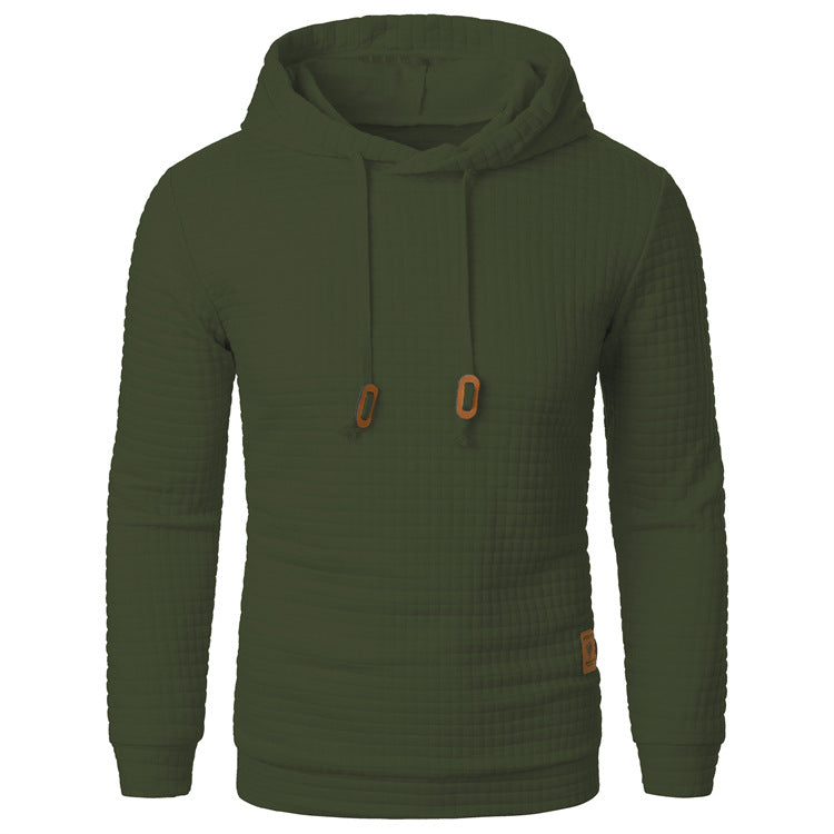 Men's Jacquard Hoodie Sweater | Slim Fit Long Sleeve Pullover Top