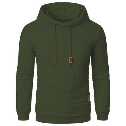 Men's Jacquard Hoodie Sweater | Slim Fit Long Sleeve Pullover Top