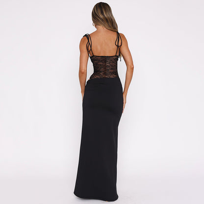 Women's Y2K Lace Suspender Maxi Dress | Sexy High Waist Long Dress for Party, Evening & Beach