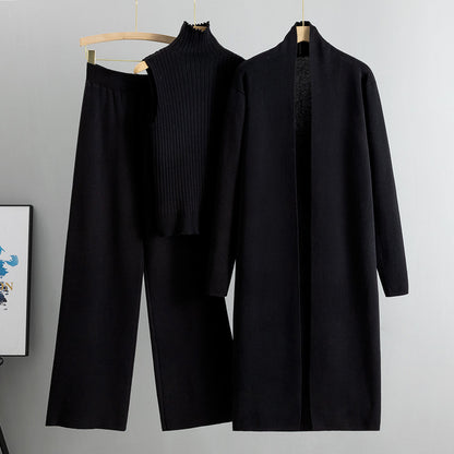 Women's 3-Piece Knit Co-ord Set | Vest, Cardigan & Wide-Leg Trousers