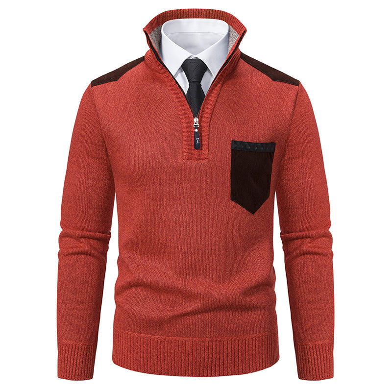 Men's Fleece-lined Thickened Slim Fit Pullover Keep Warm Knitwear