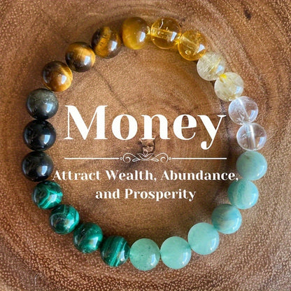 Natural Crystal Stone Bracelet | Citrine, Malachite & Dongling Stone