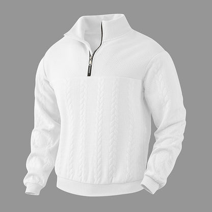 Men's Jacquard Quarter-Zip Pullover Hoodie | Long Sleeve Warm Winter Top