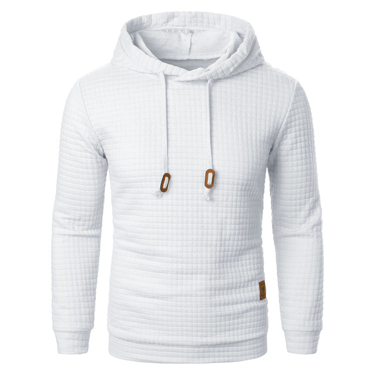 Men's Jacquard Hoodie Sweater | Slim Fit Long Sleeve Pullover Top