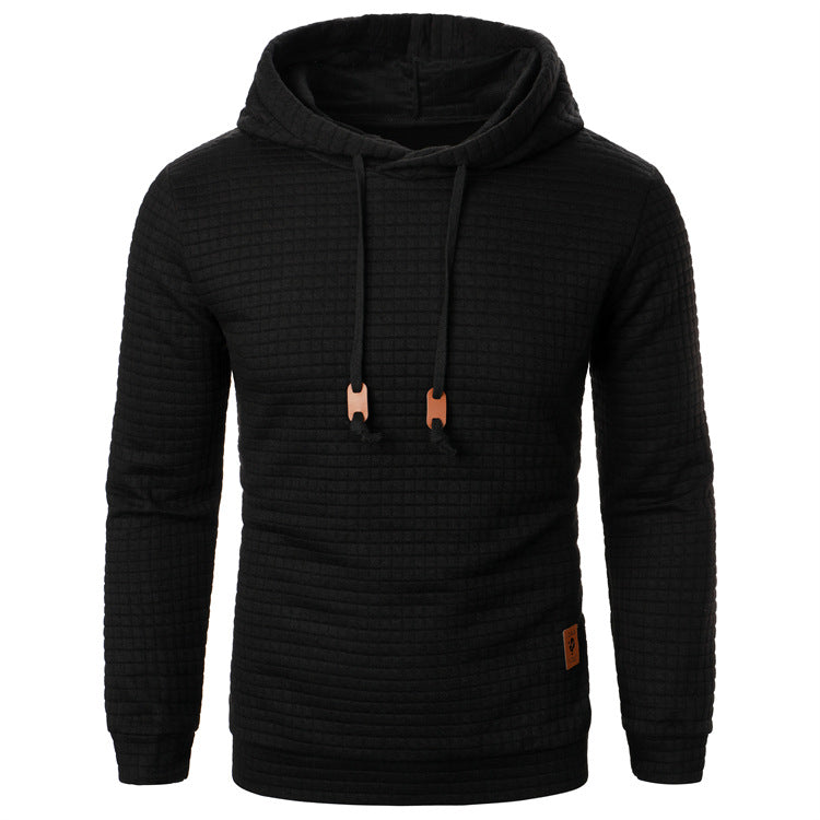 Men's Jacquard Hoodie Sweater | Slim Fit Long Sleeve Pullover Top