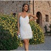 Feather & Sequin Mini Dress | V-Neck Spaghetti Strap Party Dress