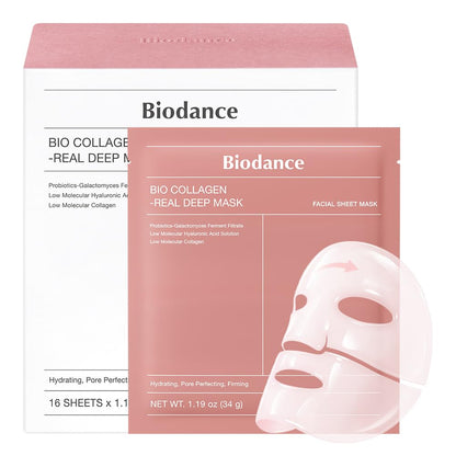BIODANCE Bio-Collagen Real Deep Face Mask 4 Pcs | Hydrogel Overnight Mask | Pore Minimizing and Elasticity Improvement | Korean Face Mask for Glass Skin | Korean Skincare