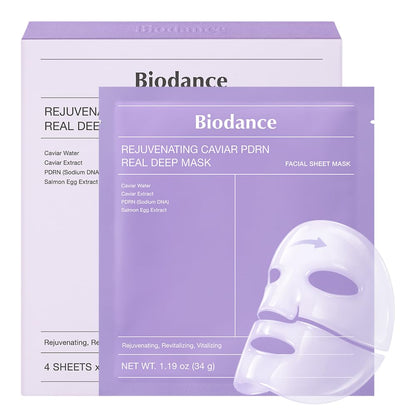BIODANCE Bio-Collagen Real Deep Face Mask 4 Pcs | Hydrogel Overnight Mask | Pore Minimizing and Elasticity Improvement | Korean Face Mask for Glass Skin | Korean Skincare
