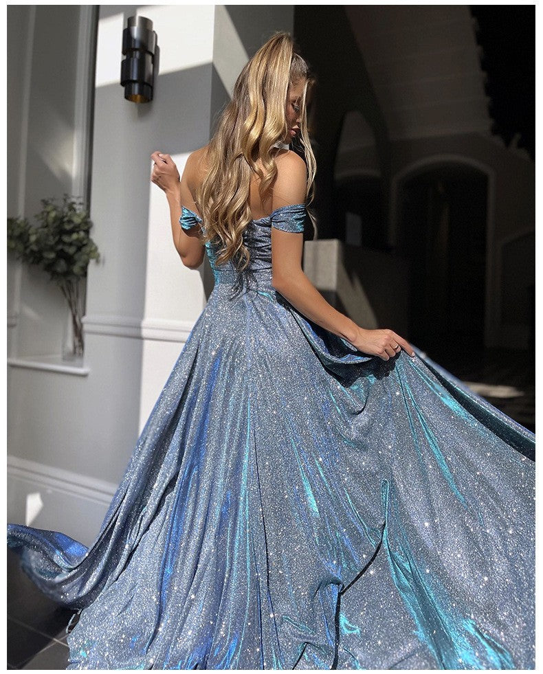 Glamorous Sequined Tube Top Maxi Dress with Side Slit