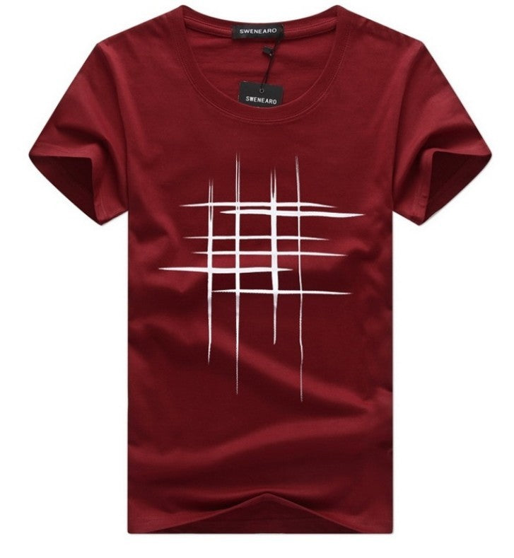 Men Fit Top Quality Cotton Short Sleeves T-Shirt Big Code Stripe Graphic T
