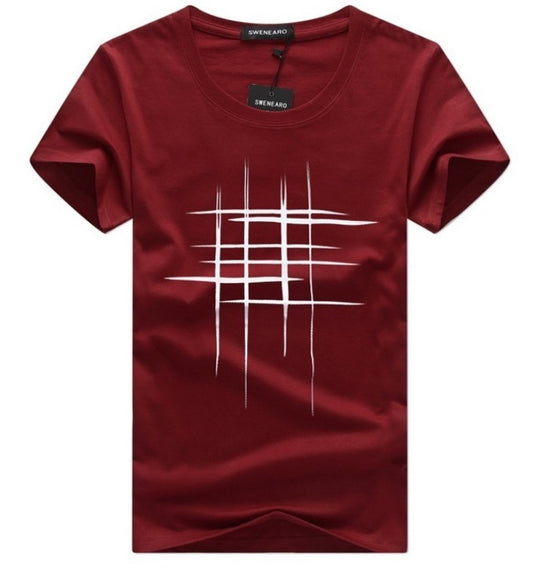 Men Fit Top Quality Cotton Short Sleeves T-Shirt Big Code Stripe Graphic T