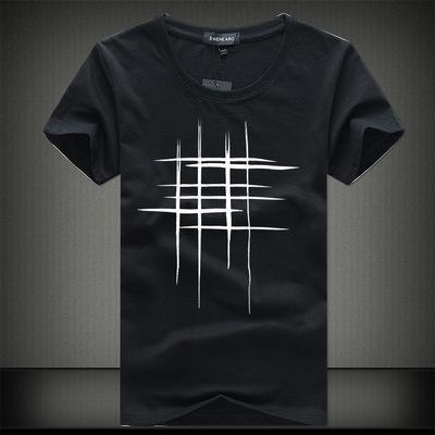 Men Fit Top Quality Cotton Short Sleeves T-Shirt Big Code Stripe Graphic T