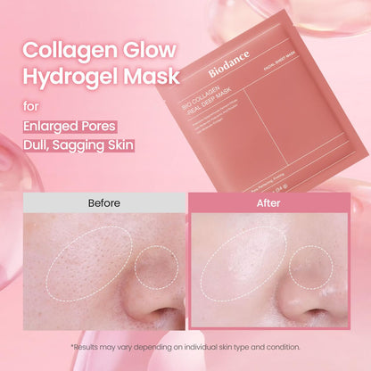 BIODANCE Bio-Collagen Real Deep Face Mask 4 Pcs | Hydrogel Overnight Mask | Pore Minimizing and Elasticity Improvement | Korean Face Mask for Glass Skin | Korean Skincare