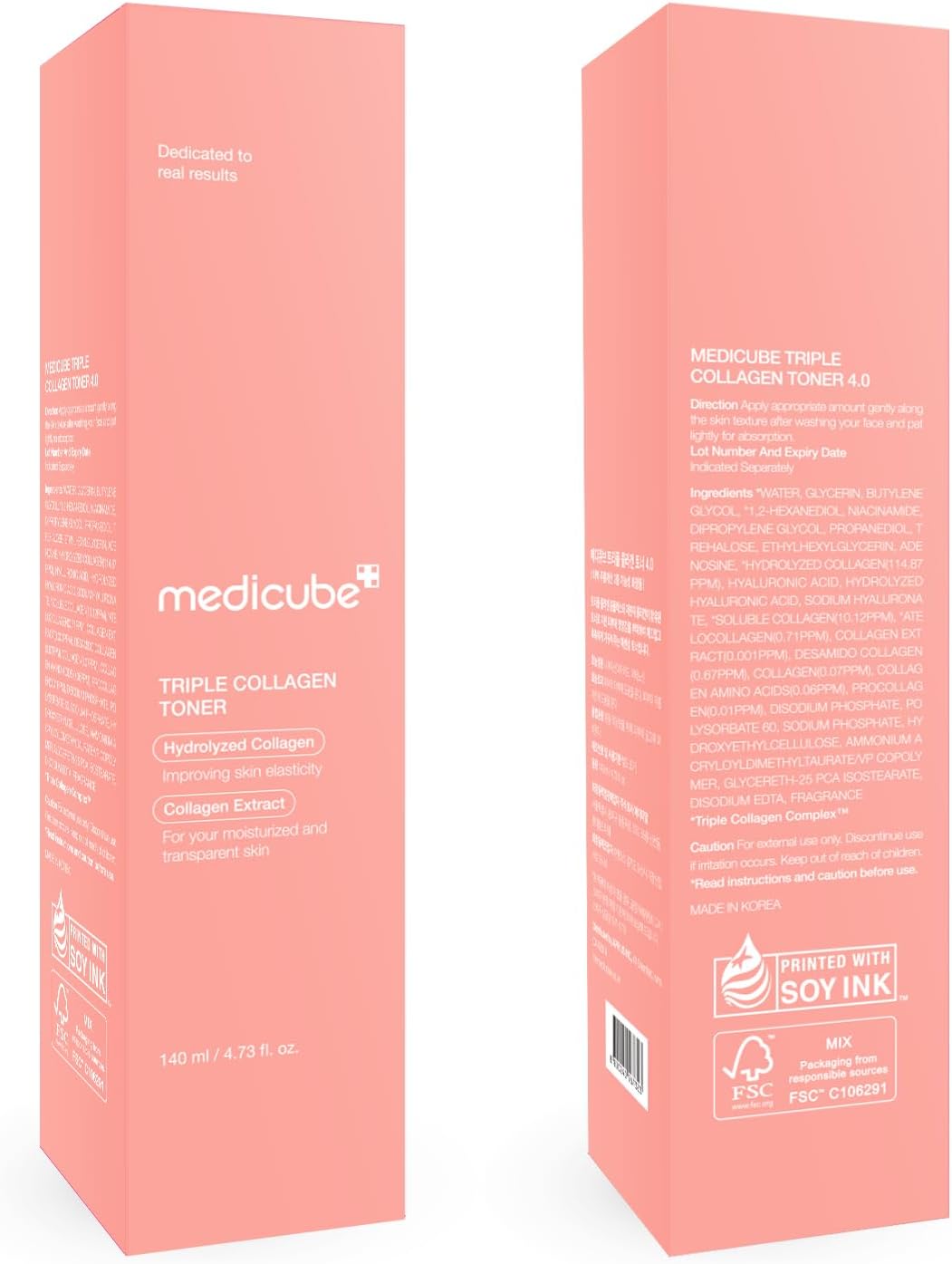 medicube Triple Collagen Toner - Hydrolyzed, Atelo, & Soluble Collagen for Deep Hydration & Plump Skin - Fast-Absorbing Formula for All-Day Suppleness, Korean Skincare (140ml)
