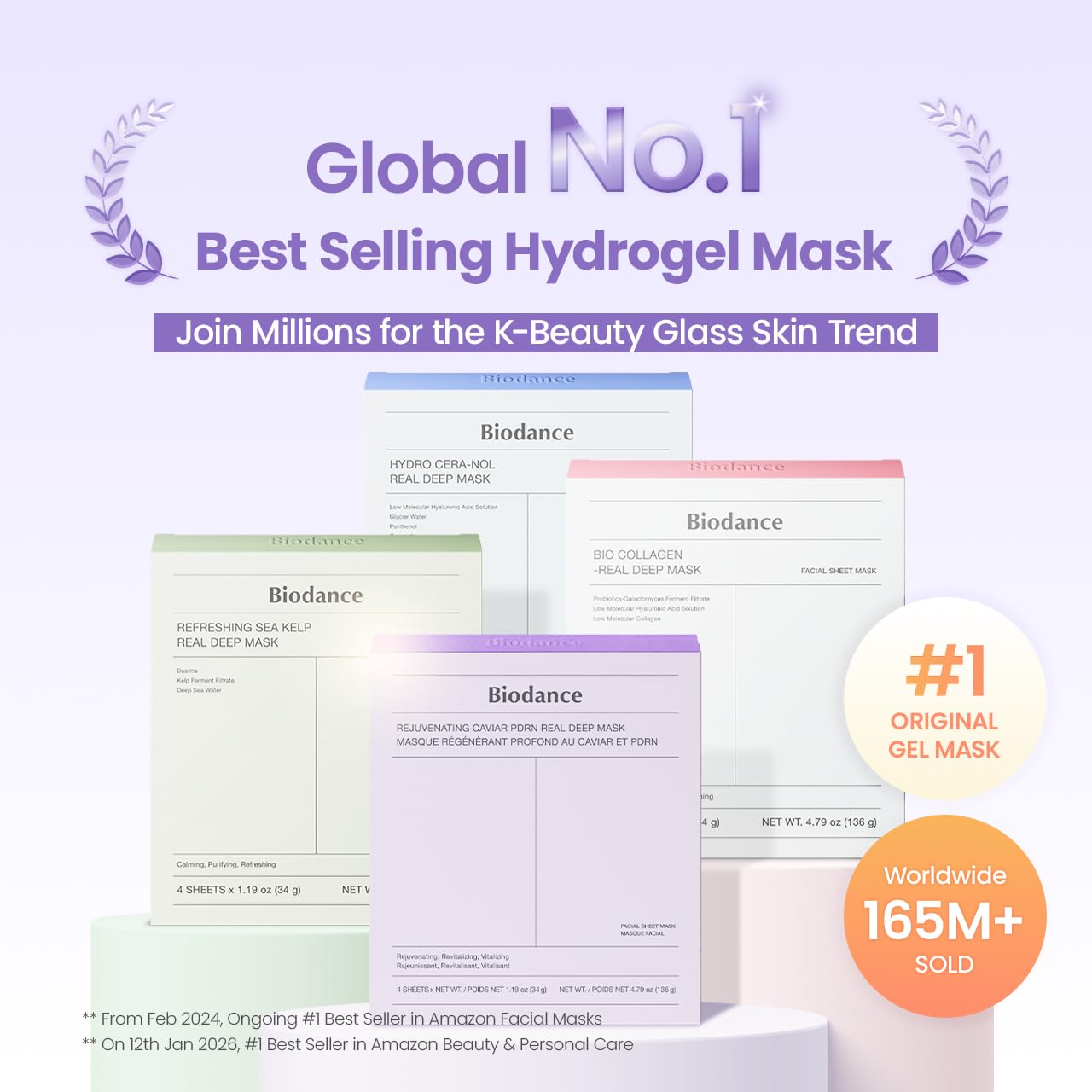 BIODANCE Bio-Collagen Real Deep Face Mask 4 Pcs | Hydrogel Overnight Mask | Pore Minimizing and Elasticity Improvement | Korean Face Mask for Glass Skin | Korean Skincare