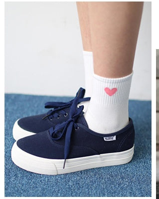 Mid-socks solid color love cotton socks