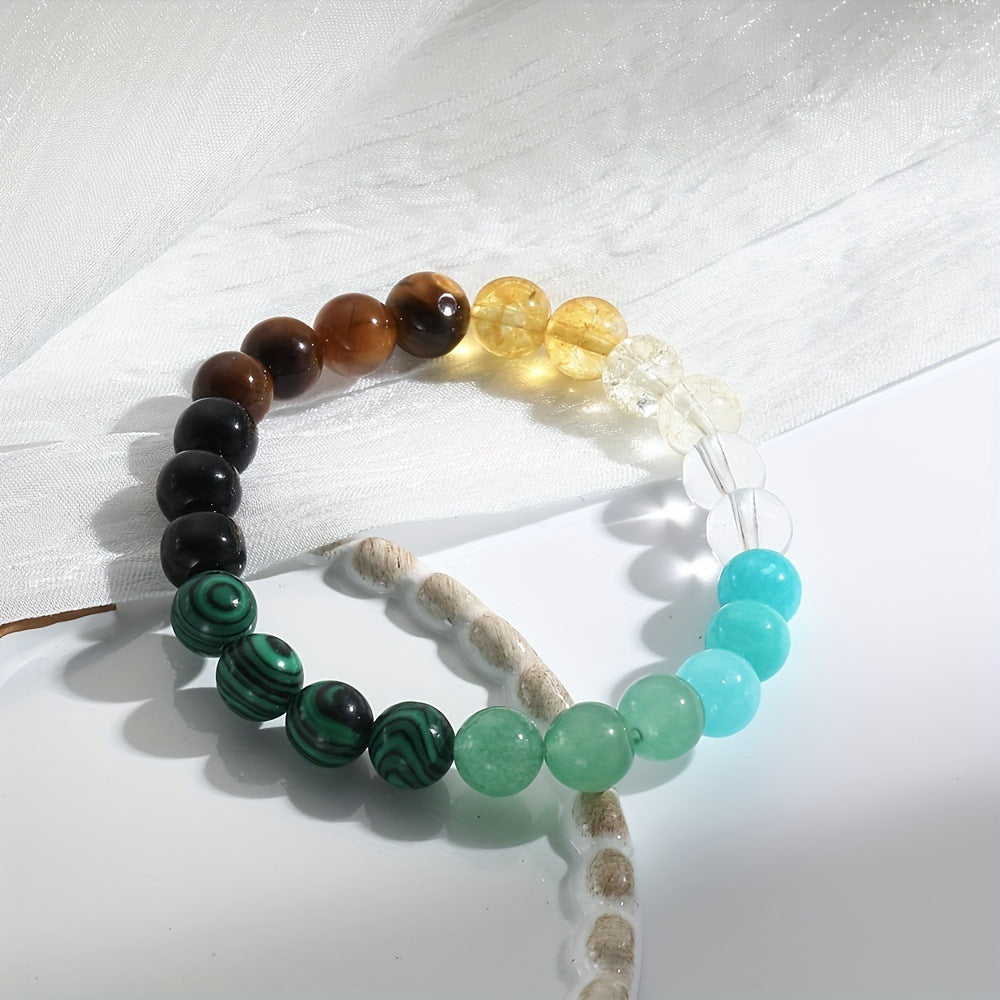 Natural Crystal Stone Bracelet | Citrine, Malachite & Dongling Stone