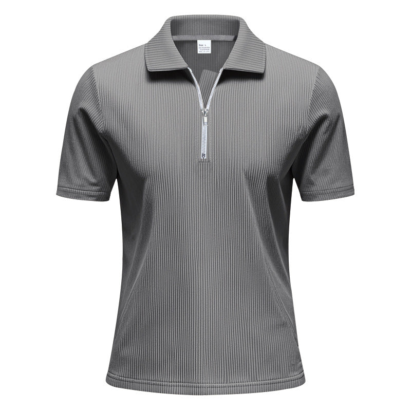 Men’s Loose Fit Corduroy Half-Zip Polo Short Sleeve T-Shirt – Casual Pullover Streetwear Top (S–XXXL)