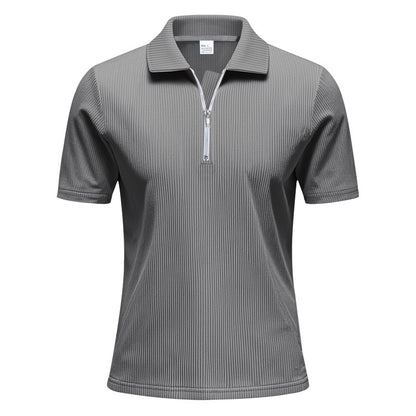 Men’s Loose Fit Corduroy Half-Zip Polo Short Sleeve T-Shirt – Casual Pullover Streetwear Top (S–XXXL)