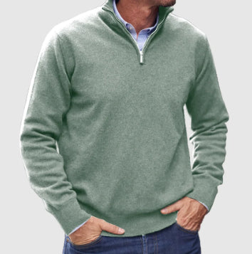 Men's Stand Collar Zip-Up Knit Sweater | Slim Fit Long Sleeve Pullover