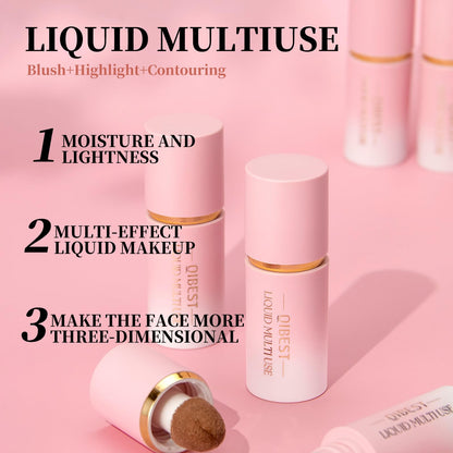 3 Pack Liquid Contour & Highlighter & Blush Makeup Set, Long Lasting Natural Weightless Buildable Contouring Bronzer Blusher Stick Beauty Wand Liquid Highlighter Makeup (Set A)