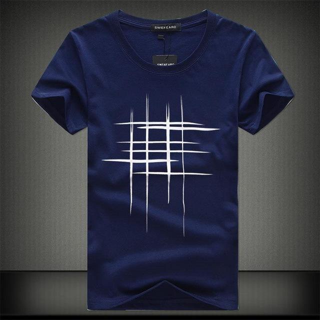 Men Fit Top Quality Cotton Short Sleeves T-Shirt Big Code Stripe Graphic T