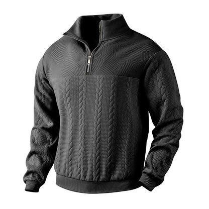 Men's Jacquard Quarter-Zip Pullover Hoodie | Long Sleeve Warm Winter Top