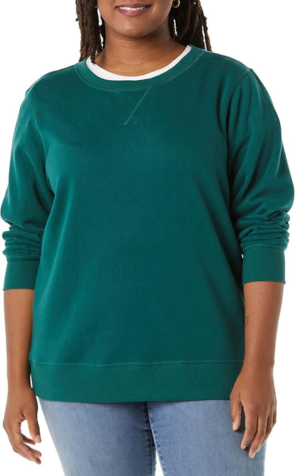 Essentials Women's Fleece Crewneck Pullover Sweatshirt (Available in Plus Size)