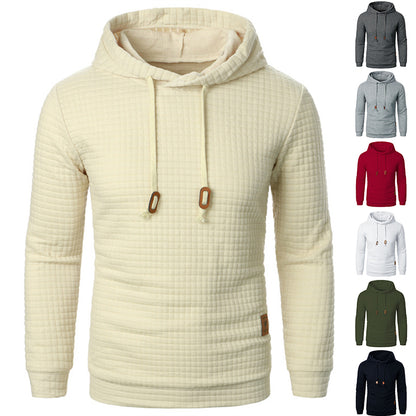 Men's Jacquard Hoodie Sweater | Slim Fit Long Sleeve Pullover Top