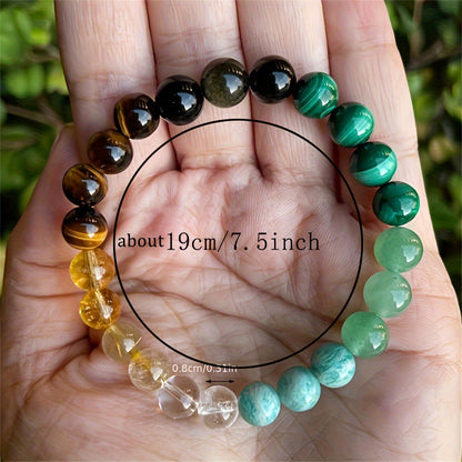 Natural Crystal Stone Bracelet | Citrine, Malachite & Dongling Stone