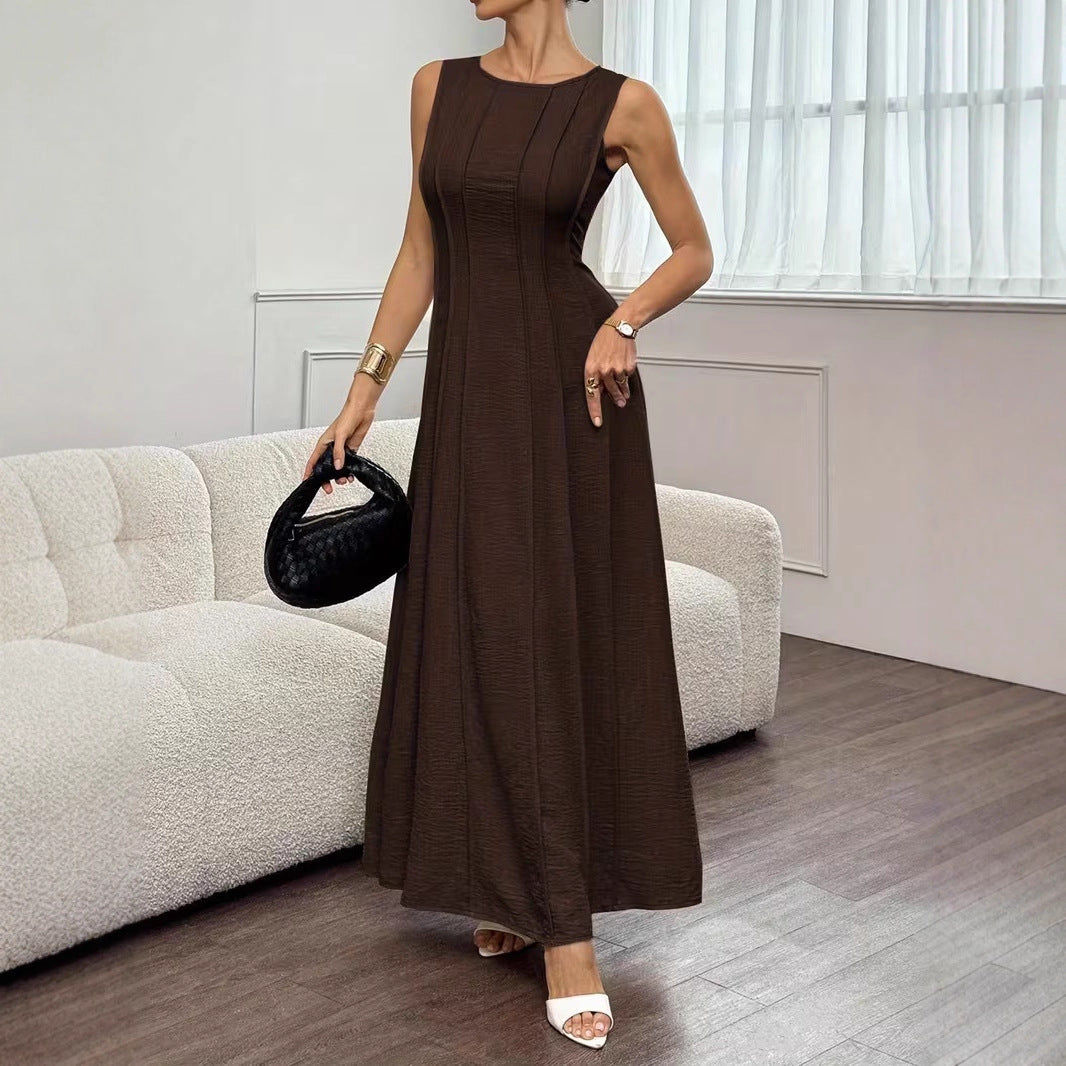 Women's Sleeveless Pleated Maxi Dress | Elegant A-Line Style