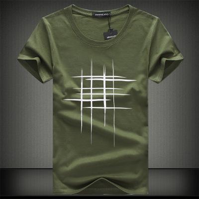 Men Fit Top Quality Cotton Short Sleeves T-Shirt Big Code Stripe Graphic T