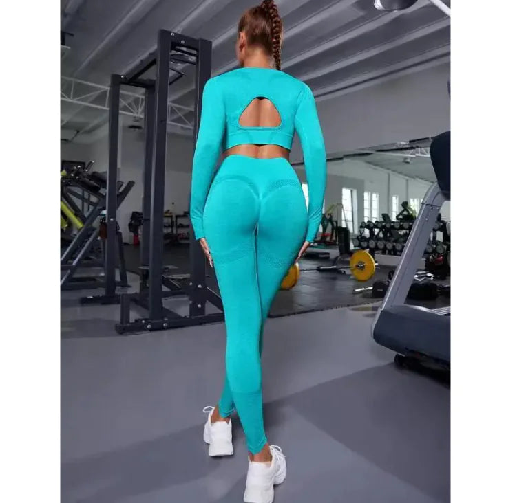 Set Of Sports Swear GYM Yoga Pants and top Two-piece Fitted Women Wear