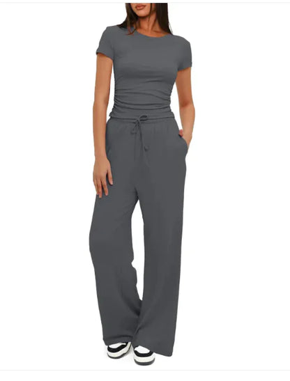 Women Relax Fitting Set Summer Sportswear Two-Piece Set for Women Cloth