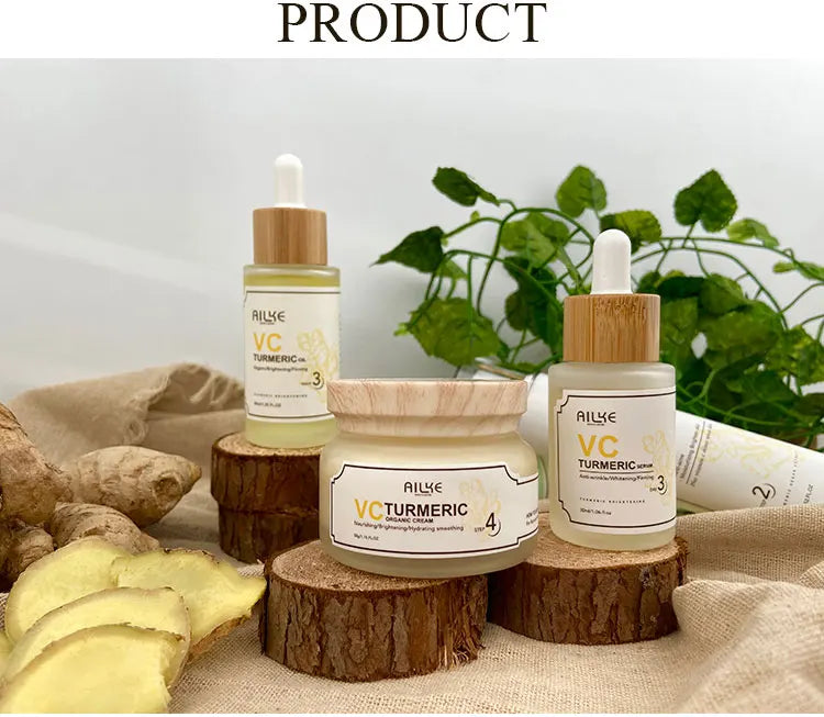 AILKE Turmeric Renew Skin Care Sets Vitamin C Women Facial Organic Anti Acne Whitening Hydrating Firming Korean Face Products