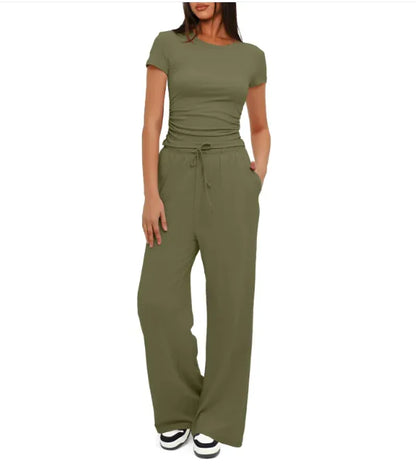 Women Relax Fitting Set Summer Sportswear Two-Piece Set for Women Cloth