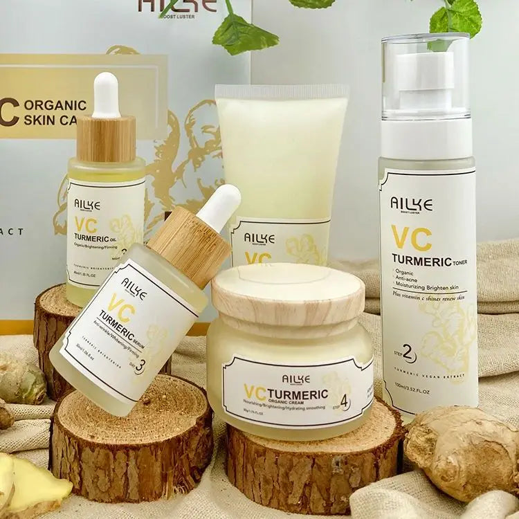 AILKE Turmeric Renew Skin Care Sets Vitamin C Women Facial Organic Anti Acne Whitening Hydrating Firming Korean Face Products