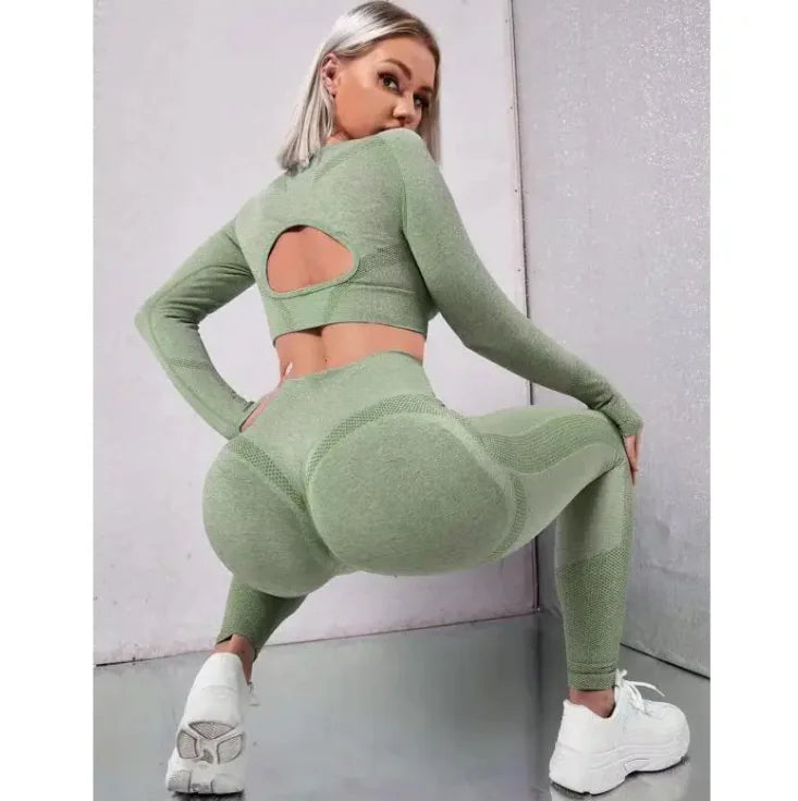 Set Of Sports Swear GYM Yoga Pants and top Two-piece Fitted Women Wear