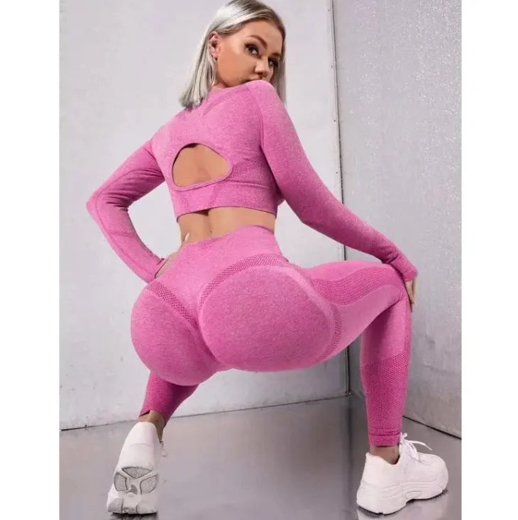 Set Of Sports Swear GYM Yoga Pants and top Two-piece Fitted Women Wear