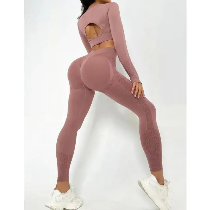 Set Of Sports Swear GYM Yoga Pants and top Two-piece Fitted Women Wear